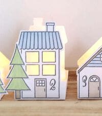 Adventsdeko mit beleuchteten Häuschen von Stampin up