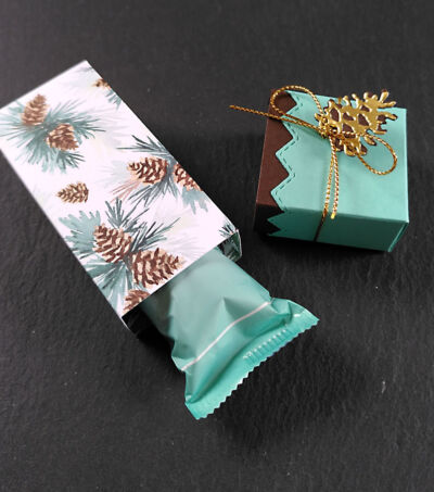 Weihnachtliche Schokoladenverpackung selbst gebastelt