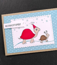 weihnachtskarte mit Schildkrötenstempel Chill-Kroete von Stampin Up